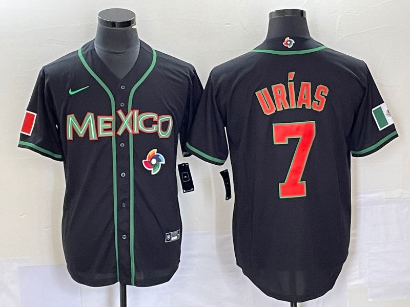 Men 2023 World Cub Mexico #7 Urias Black red Nike MLB Jersey13